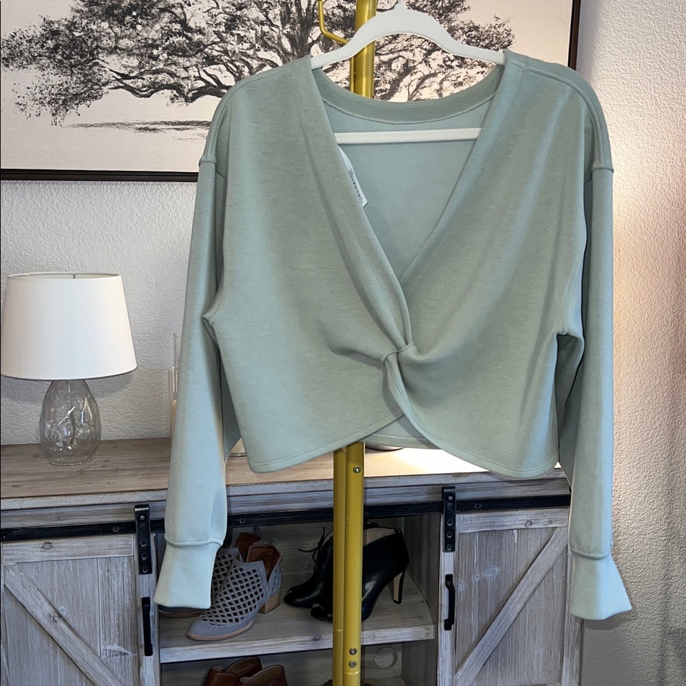 lululemon athletica Sage Green Twist Front Long Sleeve Top soft stream